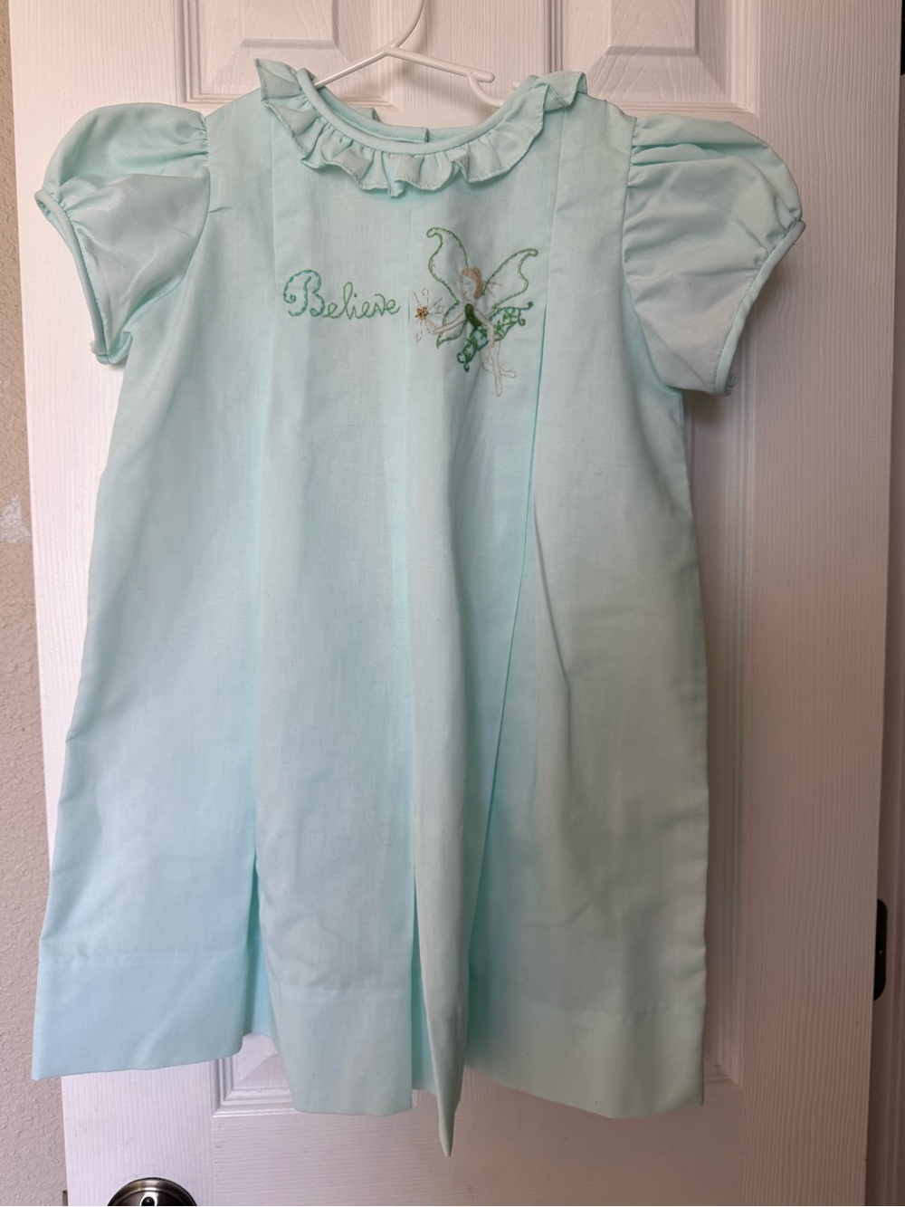 The Proper Peony Embroidered Fairy Ruffle Collar  Dress - Light Green